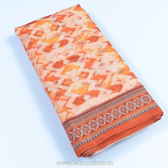 Orange Color Chanderi Digital Printed Fabric