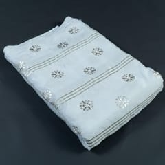 White Dyeable Chinon Chiffon Embroidered Fabric