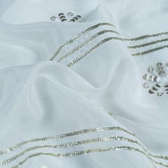 White Dyeable Chinon Chiffon Embroidered Fabric