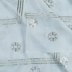 White Dyeable Chinon Chiffon Embroidered Fabric