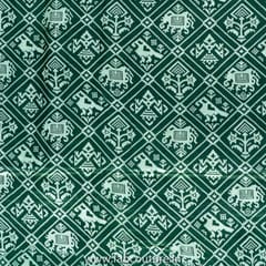 Green Color Mashru Silk Ajrakh Printed Fabric