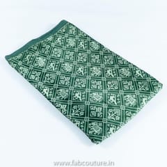 Green Color Mashru Silk Ajrakh Printed Fabric