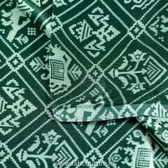 Green Color Mashru Silk Ajrakh Printed Fabric