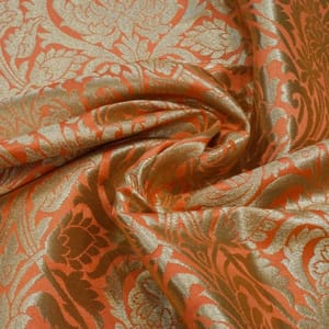 Peach Kimkhab Brocade fabric