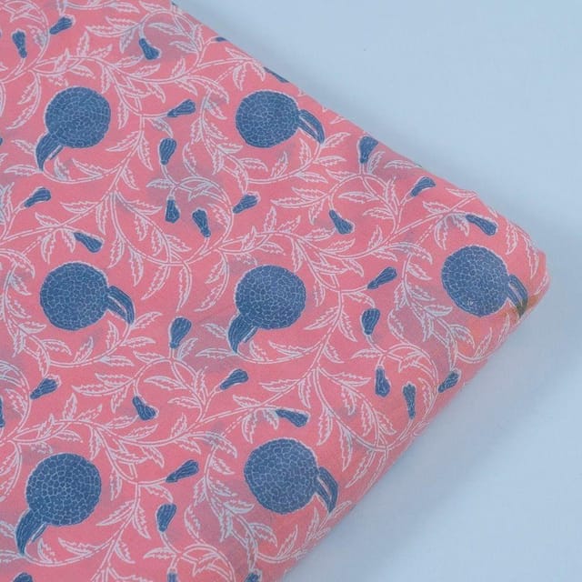 Pink Cotton Discharge Printed Fabric