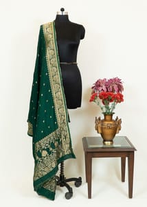 Green Dola Banarsi Jacquard Duppata