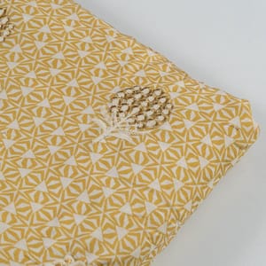 Yellow Color Muslin Print With Embroidered Fabric