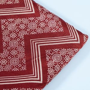 Maroon Color Mashru Silk Ajrakh Printed Fabric