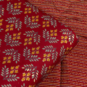 Maroon Color Modal Chanderi Print Set