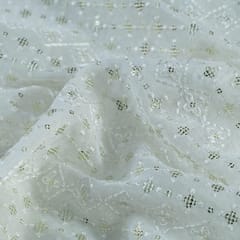 Dyeable Georgette Thread and Sequins Embroidered Fabric