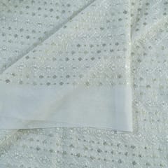 Dyeable Georgette Thread and Sequins Embroidered Fabric