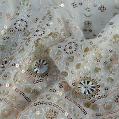 Dyeable Georgette Thread and Sequins Embroidered Fabric