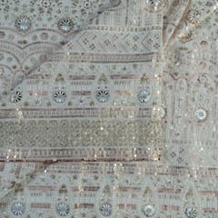 Dyeable Georgette Thread and Sequins Embroidered Fabric