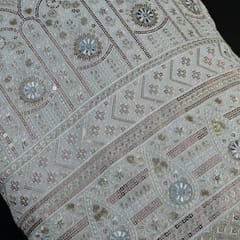 Dyeable Georgette Thread and Sequins Embroidered Fabric