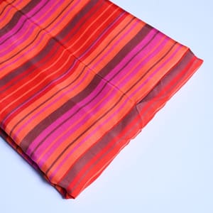 Multicolor Stripes Printed Japan Cotton Silk Fabric