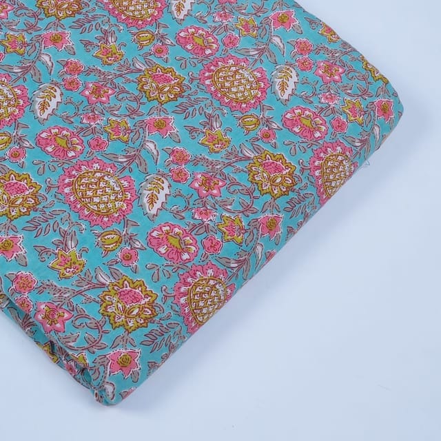 Blue Color Cotton Printed Fabric