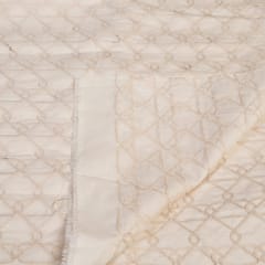 Cream Color Kora Cotton Embroidered Fabric