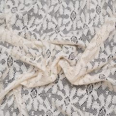 Off White Floral Design Dyeable Cotton Net