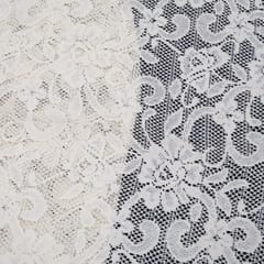 Off White Floral Design Dyeable Cotton Net