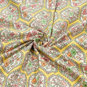 Yellow Color Cotton Flex Printed Fabric