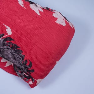 Red Color Pleated Satin Fabric