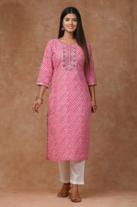 Pink Color Cotton Printed Shirt with Cotton Printed Bottom and Chiffon Printed Dupatta