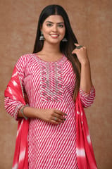 Pink Color Cotton Printed Shirt with Cotton Printed Bottom and Chiffon Printed Dupatta