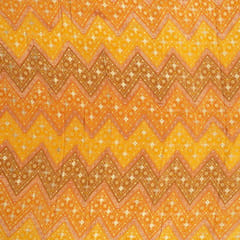 Mustard Color Jacquard Silk Printed Fabric