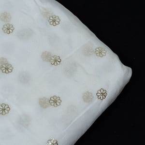 White Dyeable Chinon Embroidered Fabric