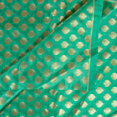 Green with Dark Green Color Silk Shibori Booti Fabic