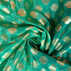 Green with Dark Green Color Silk Shibori Booti Fabic