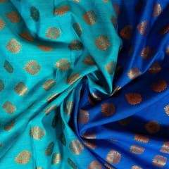 Blue with Firozi Color Silk Shibori Booti Fabric