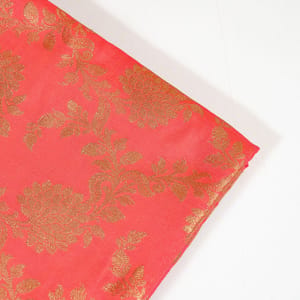 Pink Color Satin Brocade Fabric