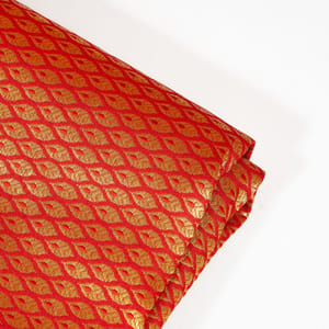 Red Color Satin Brocade Fabric