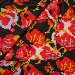 Black Color Dola Silk Digital Printed Fabric