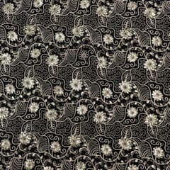 Black Color Velvet Embroidered Fabric