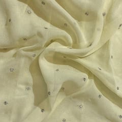 White Dyeable Georgette Booti Embroidered Fabric