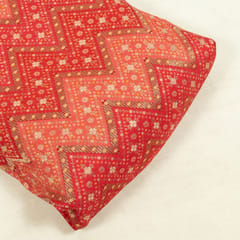 Red Color Dola Silk Jacquard Printed Fabric