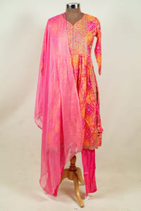 Multi Color Cotton Print with Embroidered Shirt with Bottom and Chiffon Dupatta