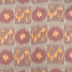 Grey with Multi Color Cotton Ikat Fabric