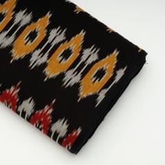 Black with Multi Color Cotton Ikat Fabric