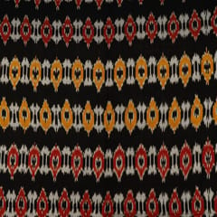 Black with Multi Color Cotton Ikat Fabric