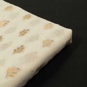 White Chanderi Jacquard Fabric