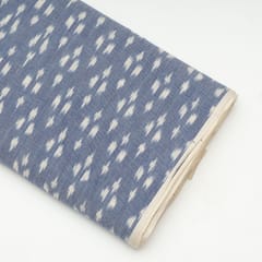 Blue with White Color Cotton Ikat Fabric