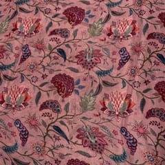 Onion Pink Color Chinon Chiffon Printed Fabric