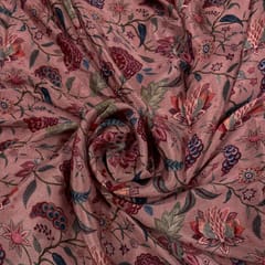 Onion Pink Color Chinon Chiffon Printed Fabric