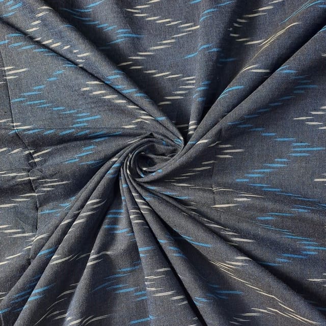 Blue Color Cotton Ikat Fabric