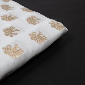 White Dyeable Katan Silk Jacquard Fabric