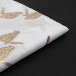 White Dyeable Katan Silk Jacquard Fabric