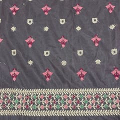 Dull Pink Color Net Embroidered Fabric